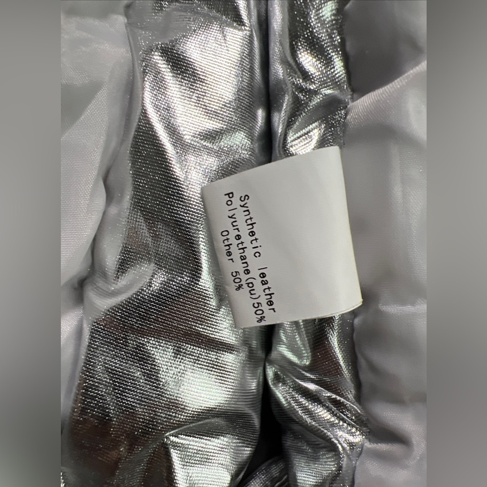 Half Heart Silver Metallic Shiny Vest Skirt Set Padded Qulited Puffer Womens S - Picture 11 of 15